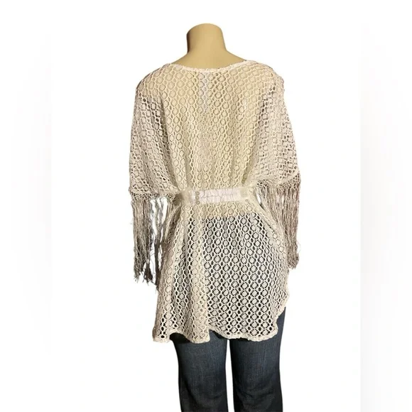 Free People White Sheer Tunic Relaxed Fit